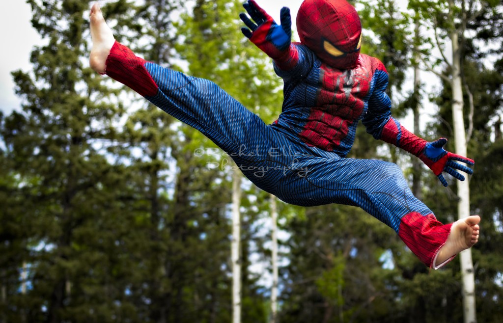 child dressed up as Spider-Man