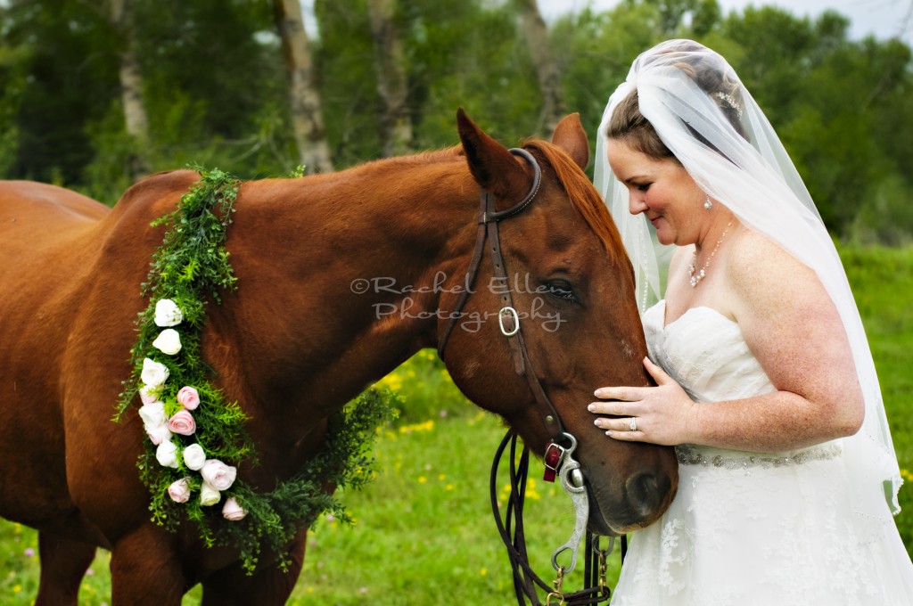 bride with horse Millarville Racetrack
