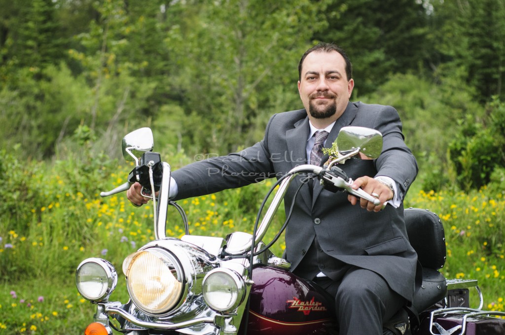 Groom on Harley