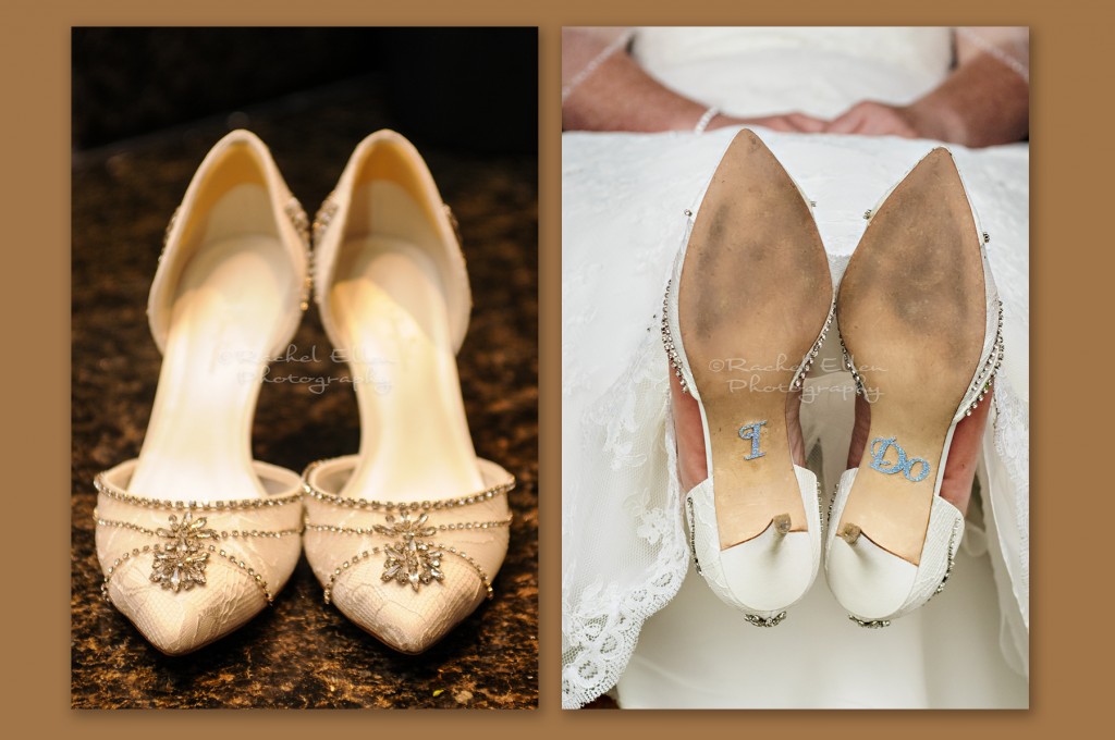 Bride's bejewelled shoes